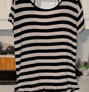 Striped, oversized , hi-lo top